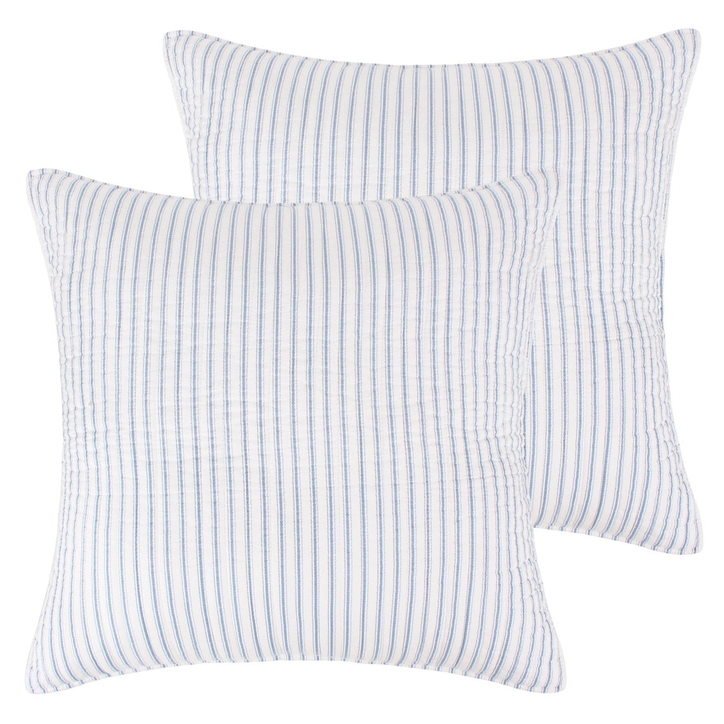 Tobago Stripe Blue Quilt Bundle: Quilt Set + Euro Sham Set of 2 + Stripe Pillow + Welcome Pillow + Quilted Throw